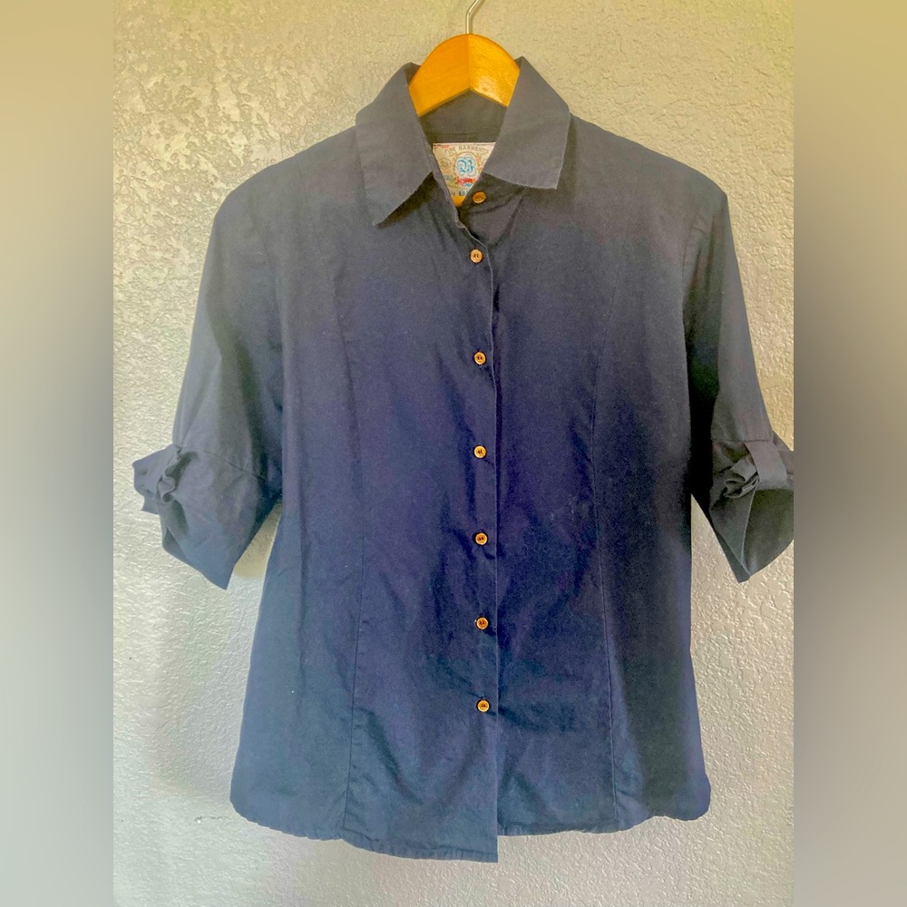 BELL WOMENS blouse navy blue 🔵 size 12 🔵100% cotton